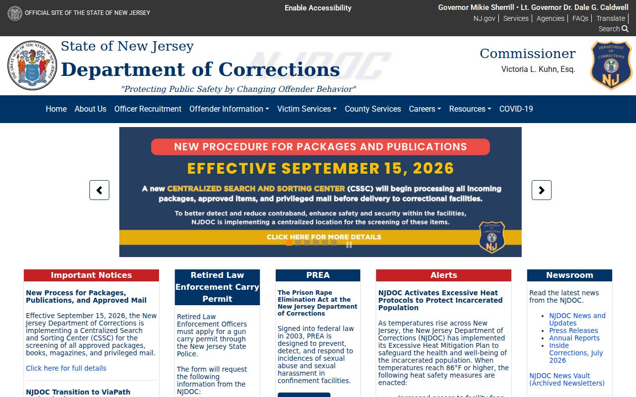 Somerset County arrest search New Jersey Corrections portal