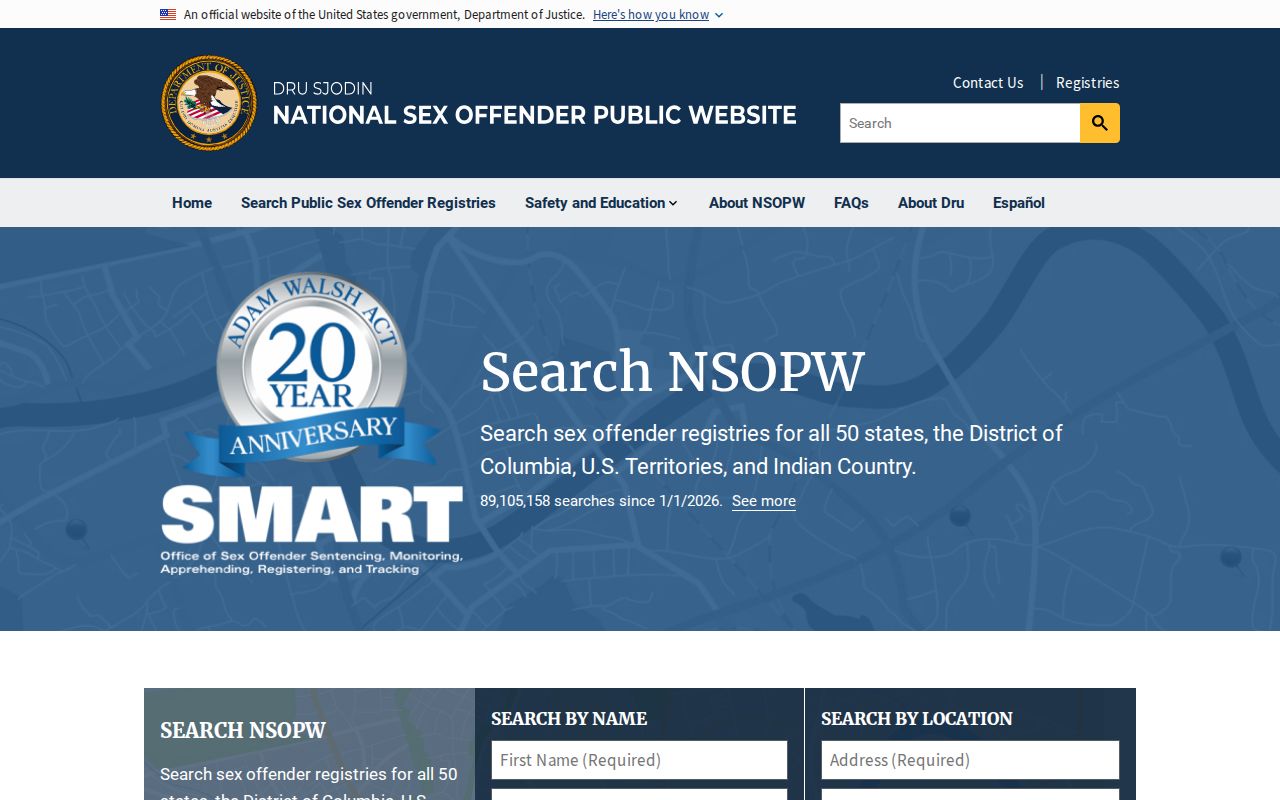 National website used for a Somerset County sex offender registry check